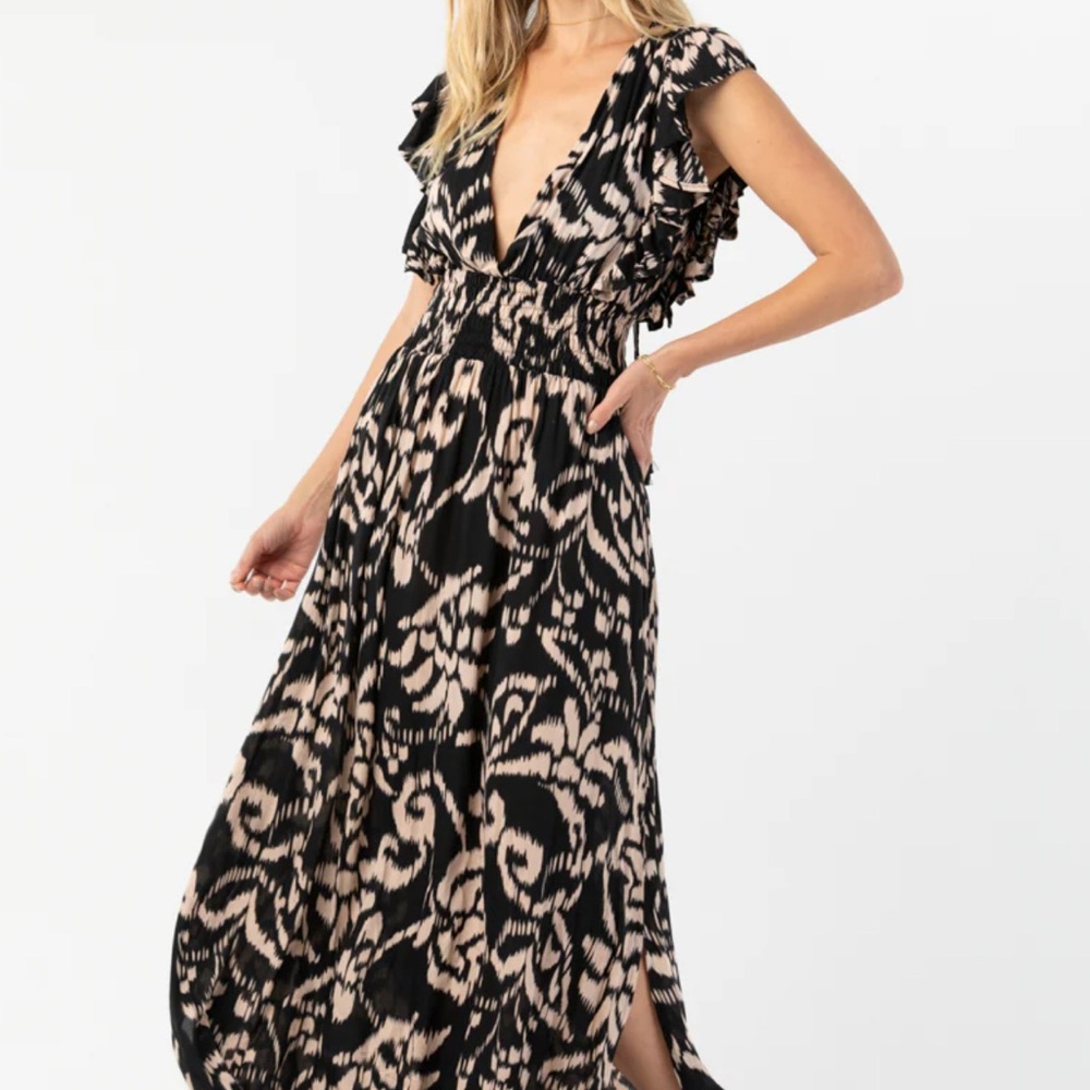 Tiare Hawaii Womens Dahlia Tie Dye Cover Up Maxi Dress Size M/L Nomadic Black
